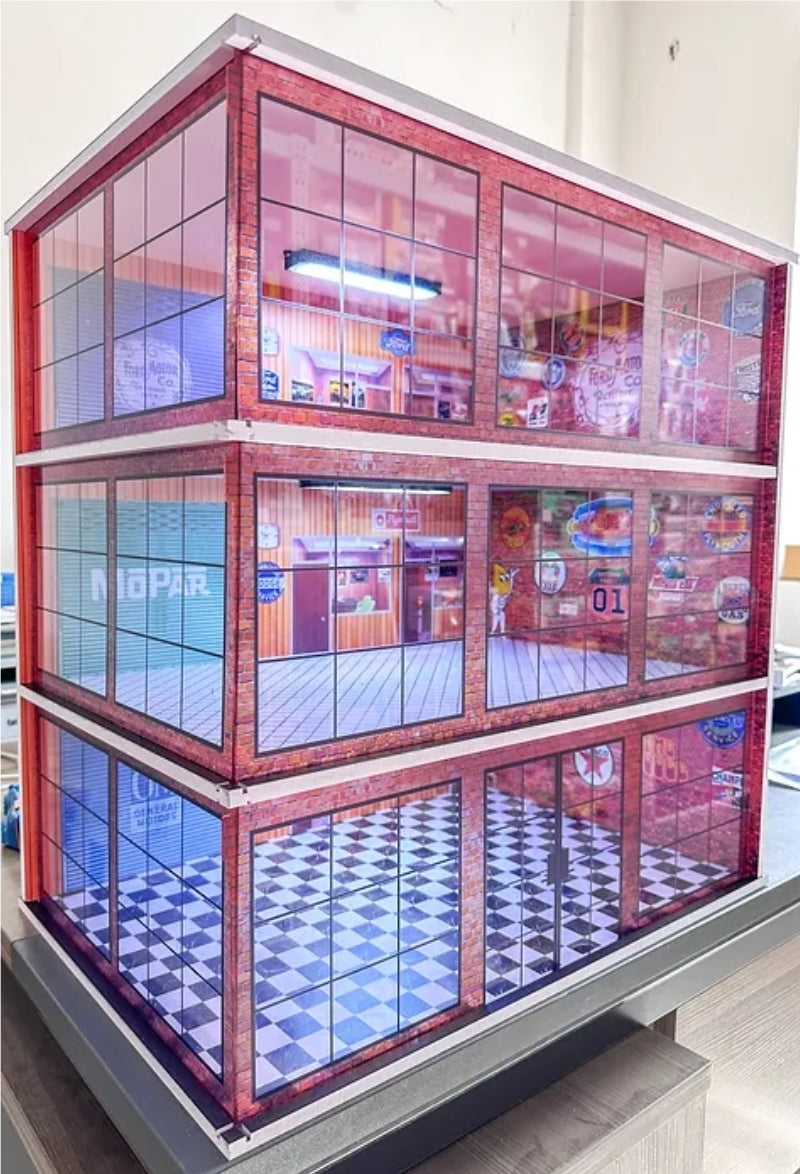 YCID-MUSCLE CAR MOTORS DIORAMA 1:18 (3 FLOORS-3 ÉTAGES)