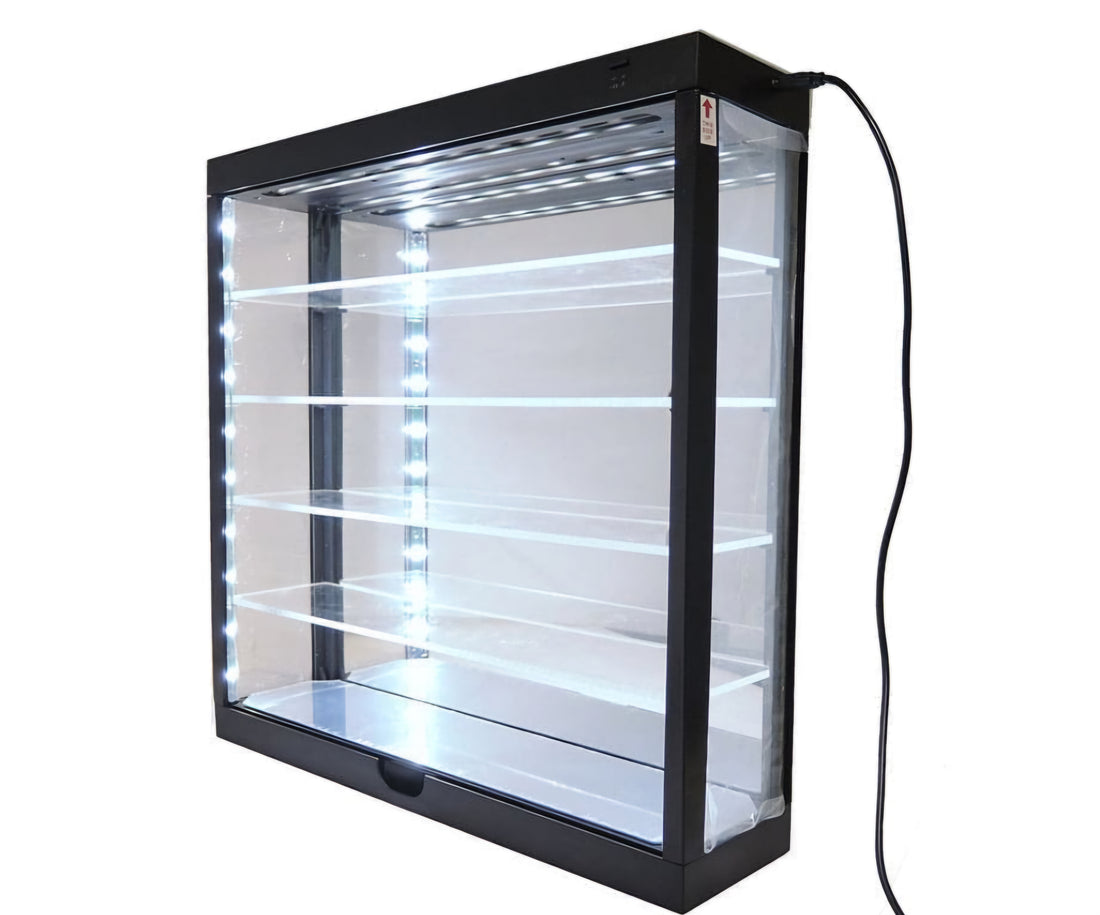 1:64 Wall Mount 5 Tiers USB Powered LED Black with Mirror Back