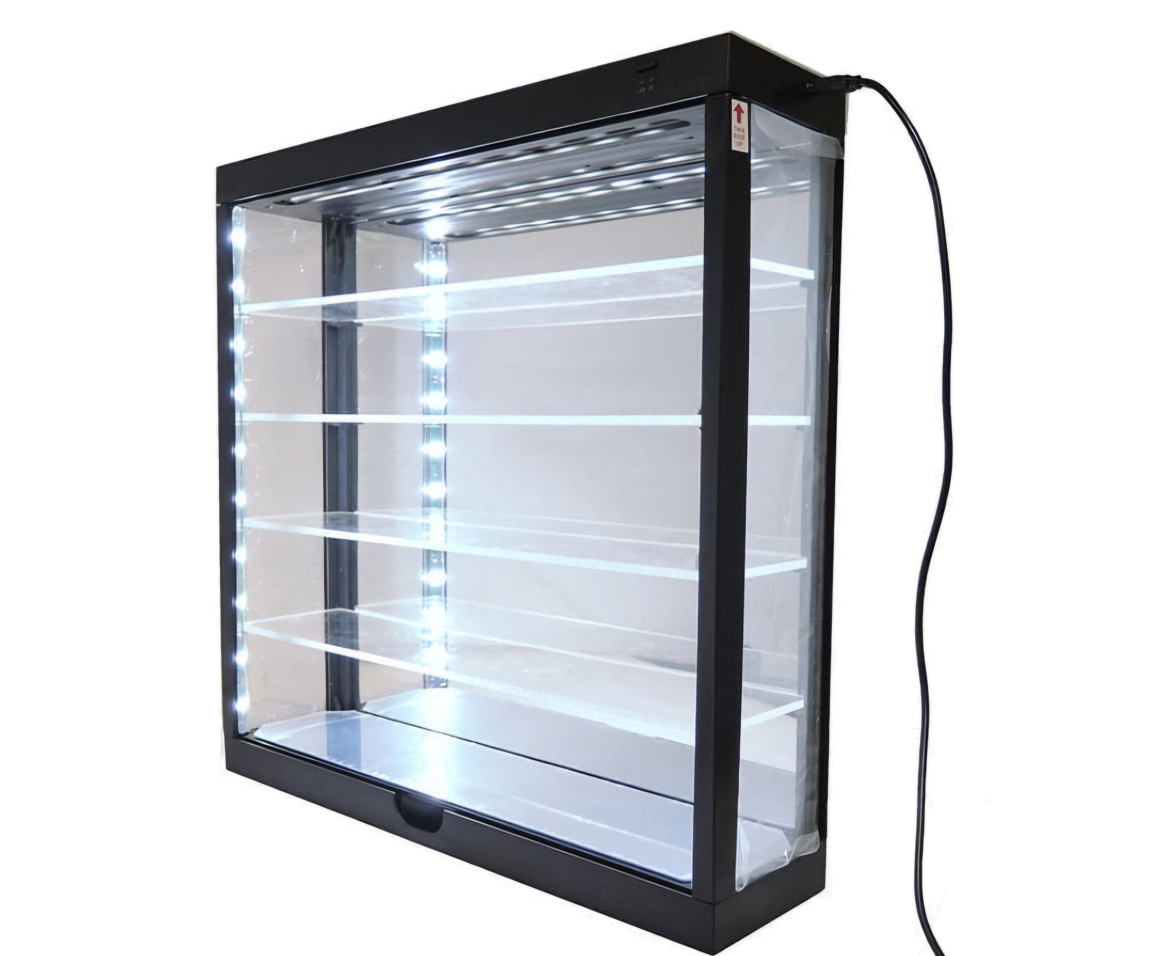 1:64 Wall Mount 5 Tiers USB Powered LED Black with Mirror Back
