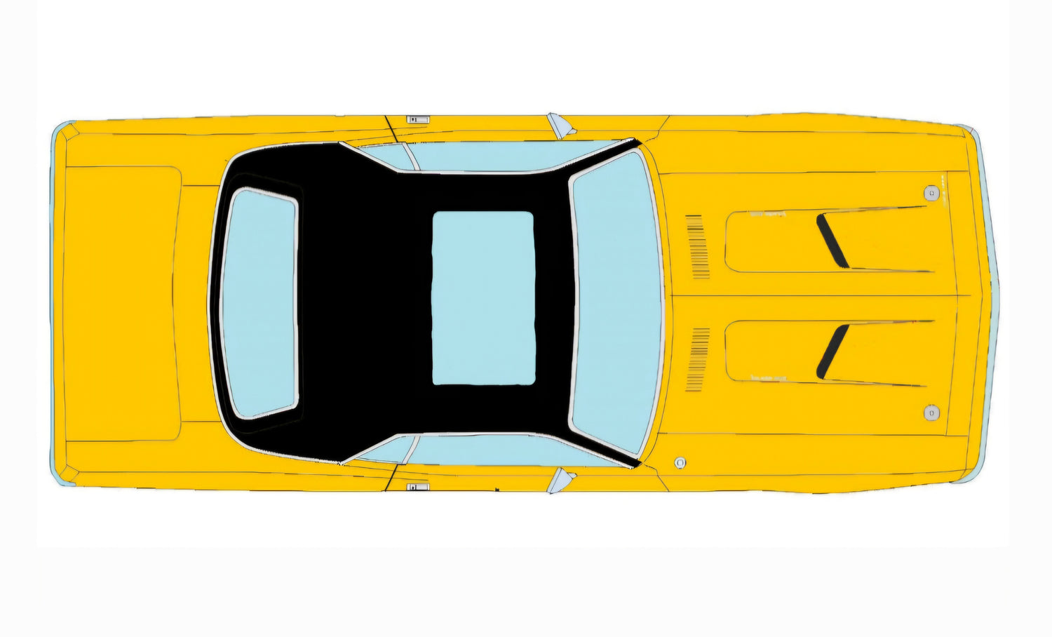 1972 Cuda 340, toit ouvrant- Sunroof &amp; Black Vinyl Top. Lemon Twist Yellow (Limitée à 60 unités-Limited to 60 units)