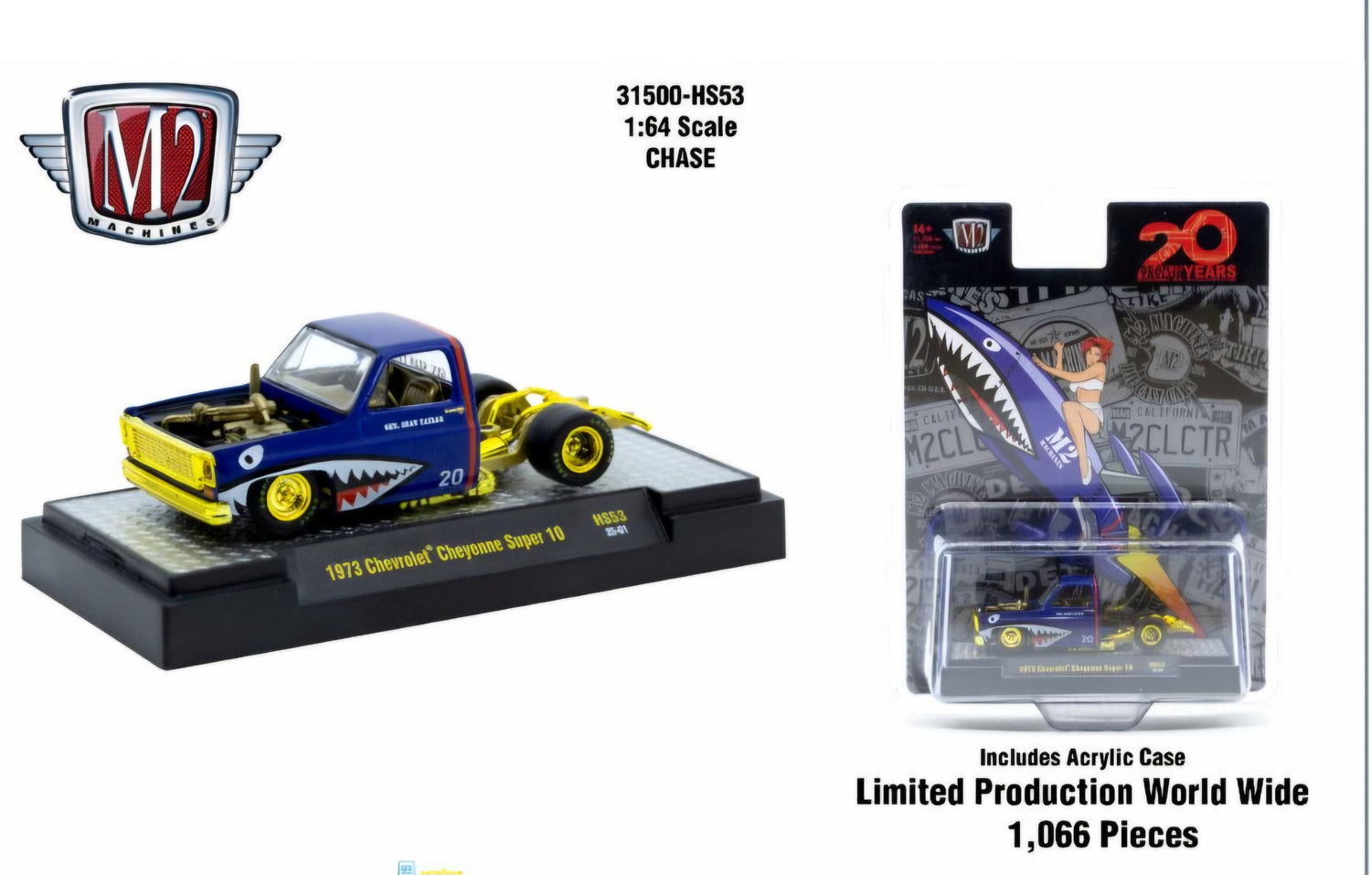 CHASE CARS-1973 Chevrolet Cheyenne Super 10 Bedless Truck - Blue - Hobby Exclusive