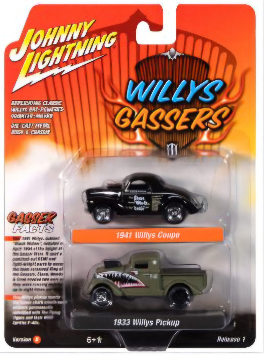 Johnny Lightning Duo-Pack 2025 Release 1- Set-B , Willys Gassers, 1941 Willys &amp; 1933 Willys Gasser Pickup
