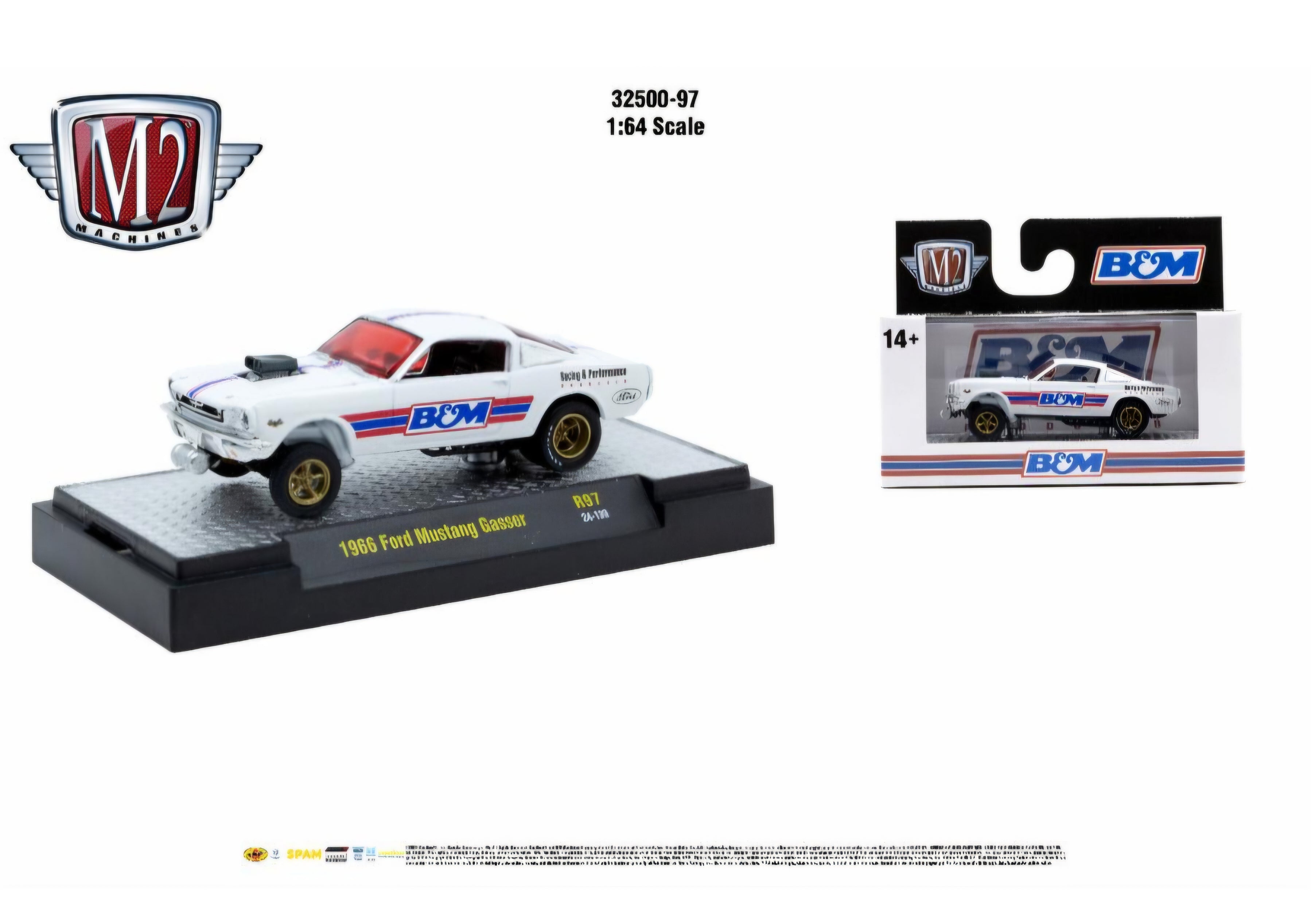 B&amp;M - 1966 Ford Mustang Gasser (M2 Machines Auto-Thentics 32500-97)