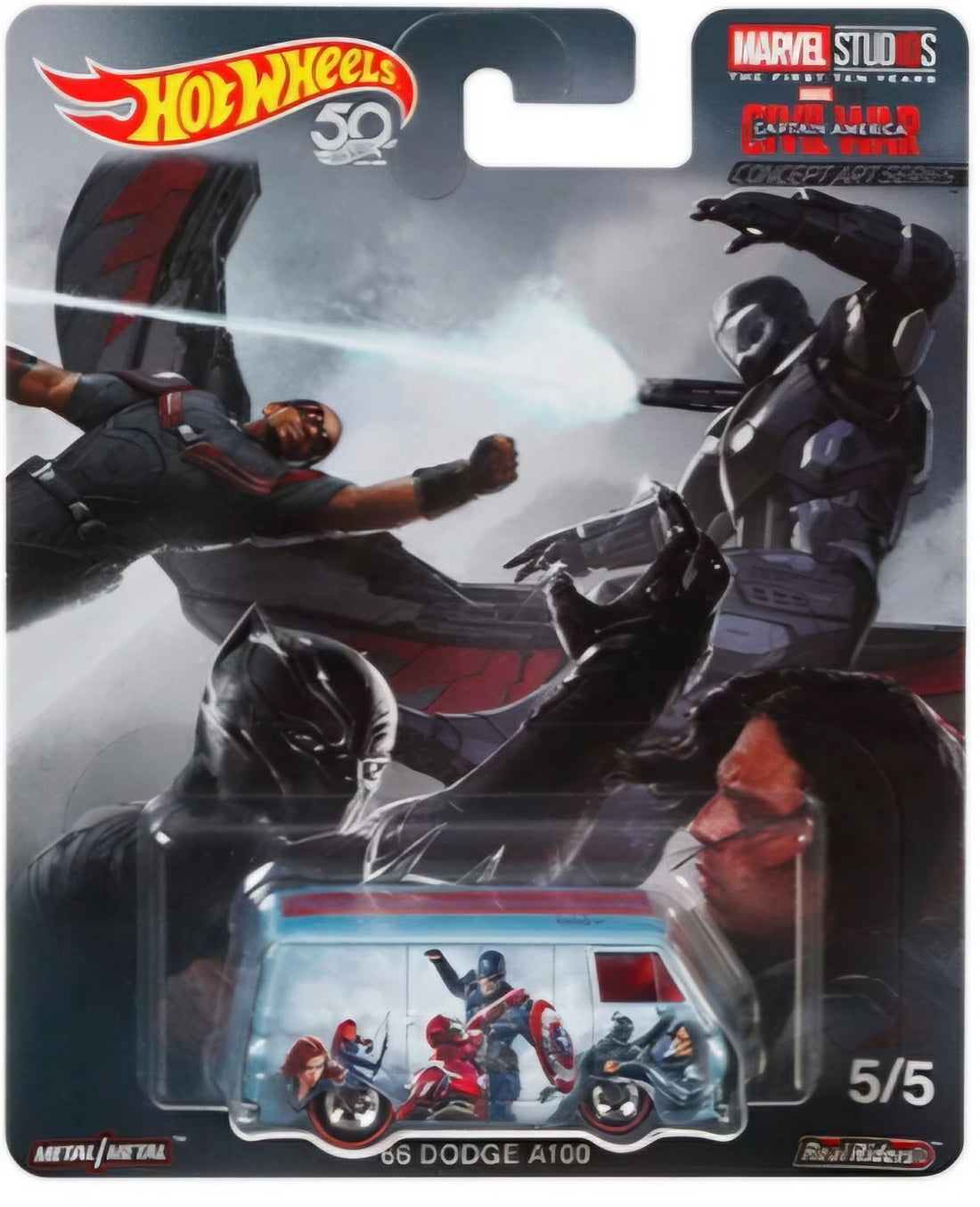 Hot Wheels, 2018, Pop Culture "R" Marvel 10th Anniversary Studio, 5/5, 66 Dodge A100, Captain America, Civil War (FKY40)