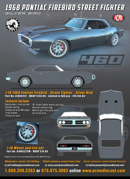 (PRE-ORDER 2025) 1968 Pontiac Firebird- Street Fighter - Silver Bird