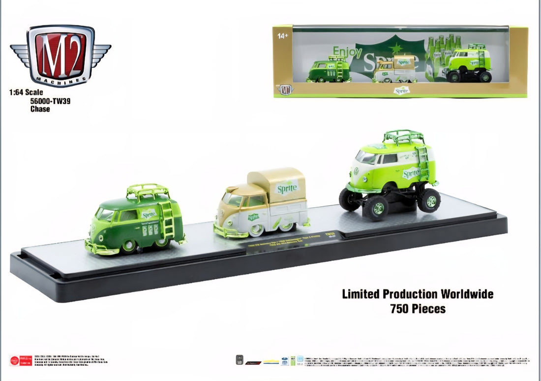 CHASE CARS- 1960 Volkswagen Type 2 Pickup with 1960 VW 4X4 Delivery Van (M2 Machines-Auto-Haulers Coca-Cola Release TW39)