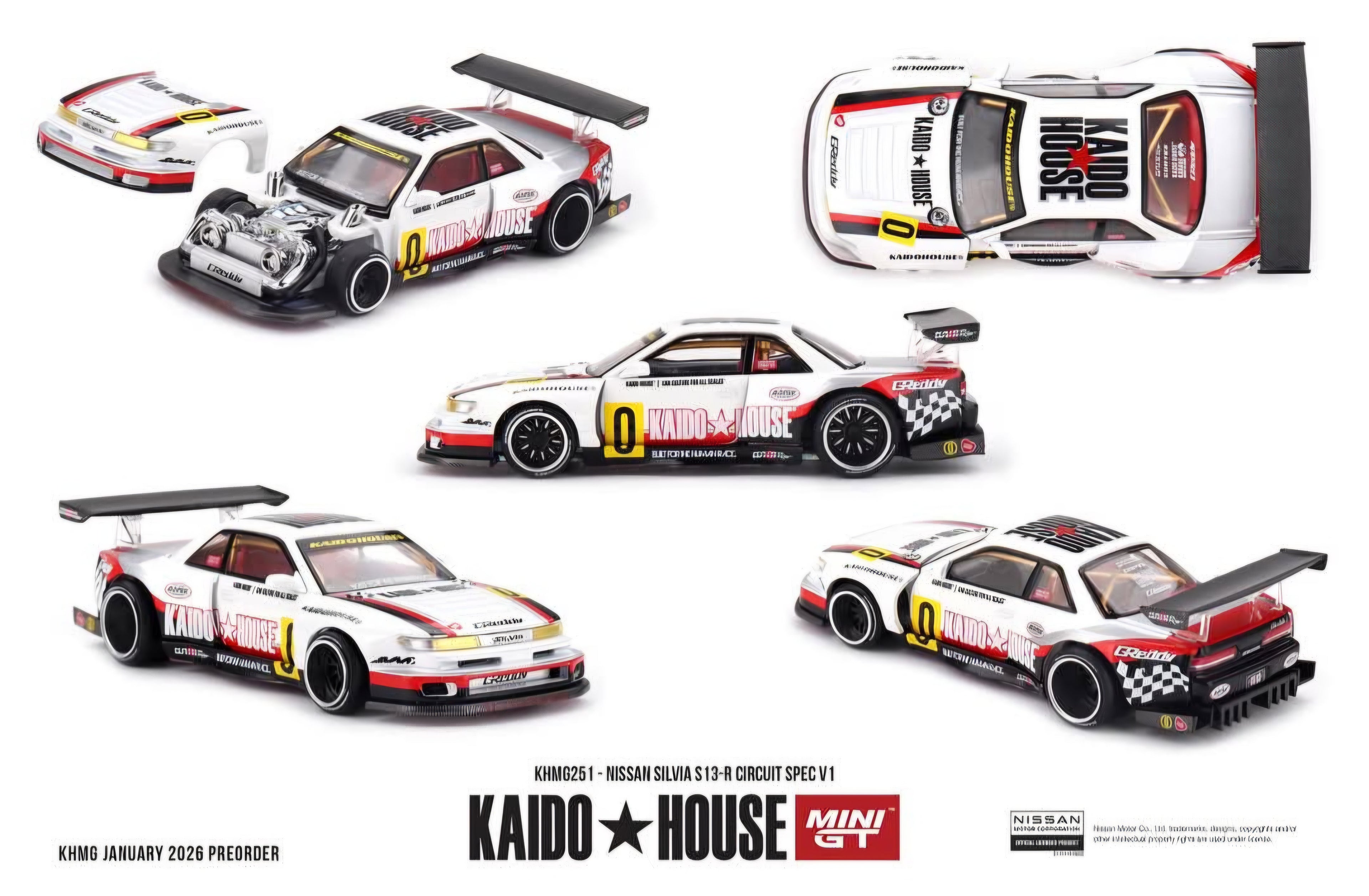 (PRE-ORDER 2026) Kaido House x Mini GT-Nissan Silvia S13, Circuit Spec V1 (KHMG251)