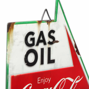 Coca-Cola Gas Oil Auto Repairs Rustic Arrow Metal Sign