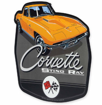 Chevrolet Corvette Yellow Sting Ray Metal Sign