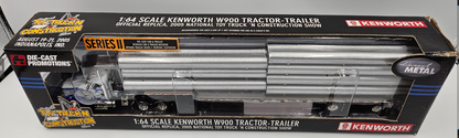 DCP 1/64 White Kenworth W900L With Stepdeck Load, Pacific Corrugated Pipe, 2005