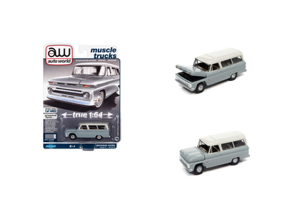 1966 Chevrolet Suburban in Gray Body with White Roof 1/64