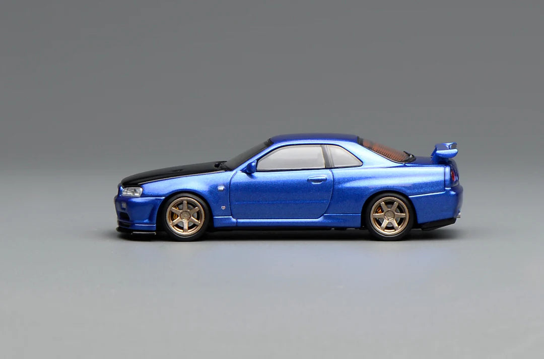 Motorhelix 1/64 - Nissan SKYLINE GT-R R34 V-SPEC Ⅱ CUSTOMIZED Bayside Blue (M63450)