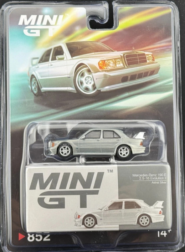 CHASE CARS-Mini GT-MERCEDES-BENZ 190E 2.5-16 EVOLUTION II – ASTRAL SILVER (MGT00852-BL)