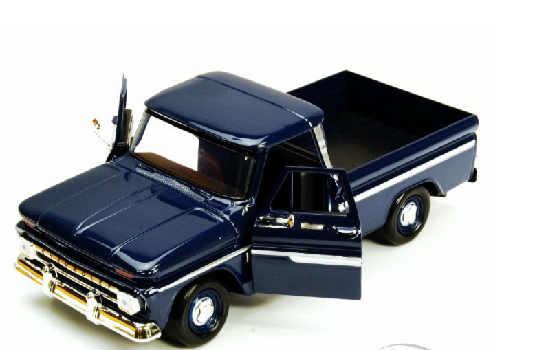 1966 Chevrolet C10 Fleetside Pickup – Bleu foncé – Motormax 1:24 Timeless Legends – 73355AC-DKBL