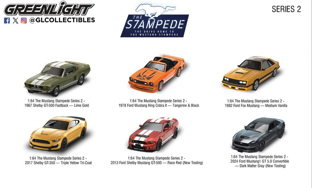 GreenLight 1:64 The Mustang Stampede Series 2 – 6-Car Set – GL125402