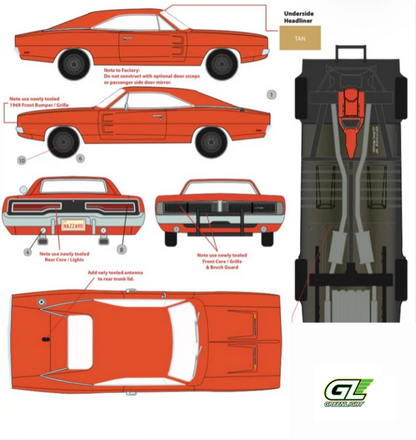 (PRE-ORDER 2026) 1969 Charger (Orange) Hazzard County Series