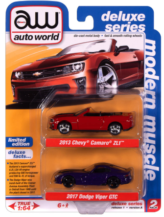 Duo Pack 2013 Chevrolet Camaro ZL1 &amp; 2017 Dodge Viper GTC – Auto World 1:64 – AW2PK008-A-2