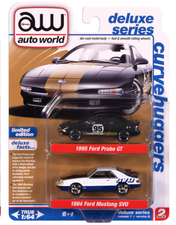 Duo Pack 1995 Ford Probe GT &amp; 1984 Ford Mustang SVO – Auto World 1:64 – AW2PK008-B-3