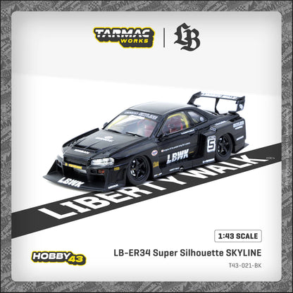 TARMAC WORKS HOBBY43 1/43- LB-ER34 Super Silhouette SKYLINE Black T43-021-BK