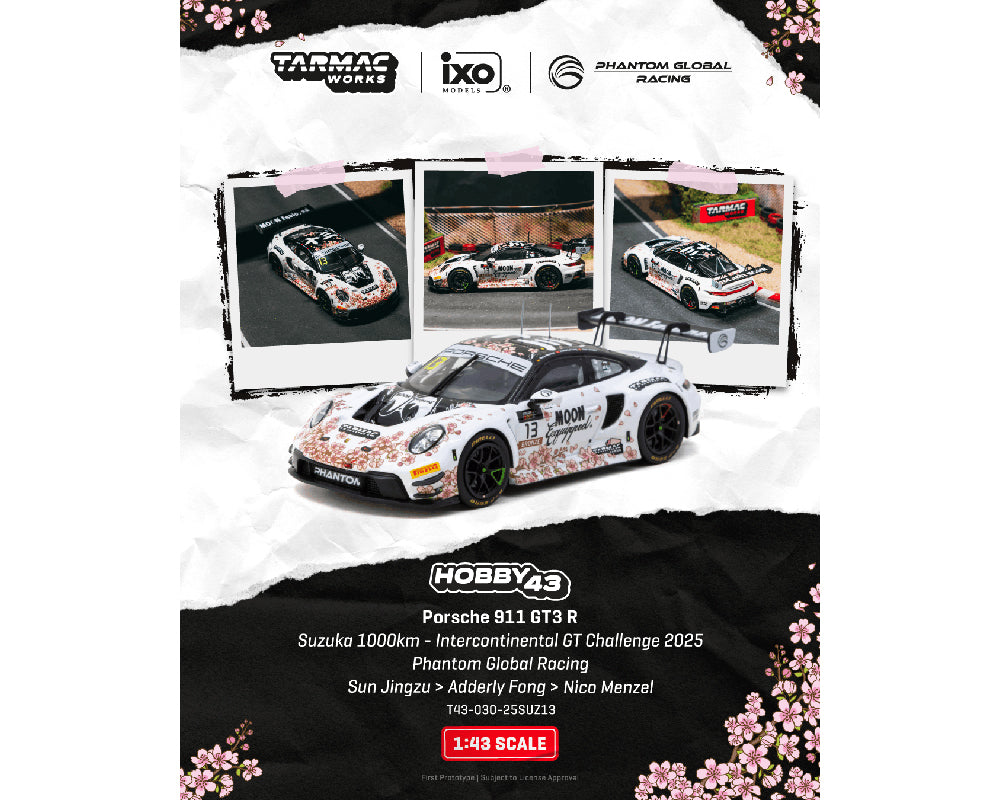 (PRE-ORDER 2026) Tarmac Works 1:43 Porsche 911 GT3 R Suzuka 1000km Phantom Global Racing (T43-030-25SUZ13)