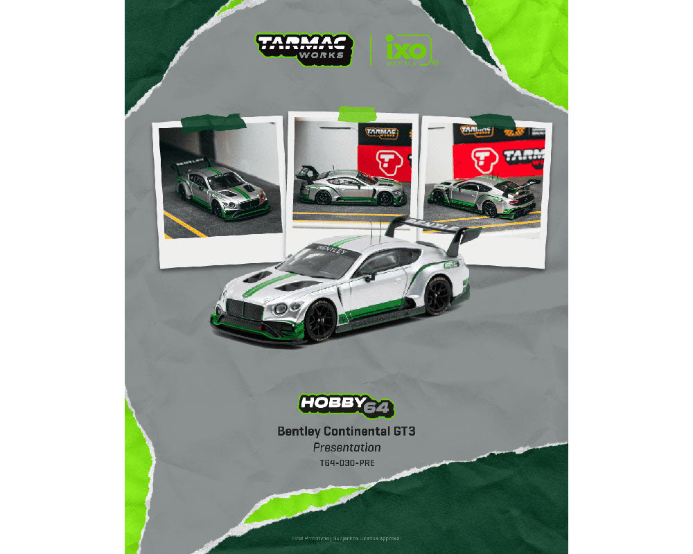 (PRE-ORDER 2027) Tarmac Works 1:64 Bentley Continental GT3 Presentation Silver – Hobby64 – T64-030-PRE
