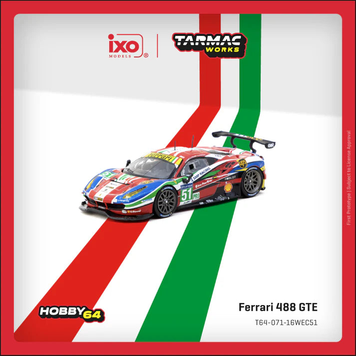 TARMAC WORKS HOBBY64 1/64-Ferrari 488 GTE 24h of Le Mans 2016 G. Bruni / J. Calado / A. Pier Guidi T64-071-16WEC51