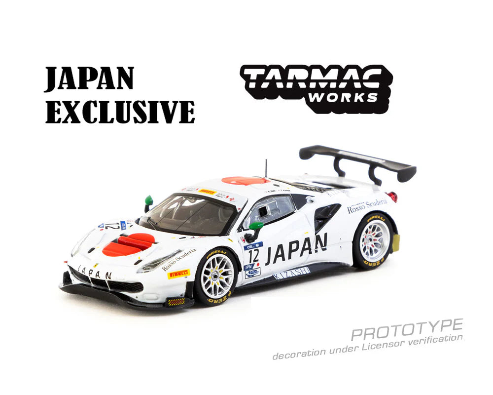 (PRE-ORDER 2025) ***LIMIT 2 PER CLIENT- 2 PAR CLIENT) Tarmac Works 1:64, Ferrari 488 GT3 FIA GT Nations Cup 2018 T. Kondo / K. Seto - Japan Exclusive