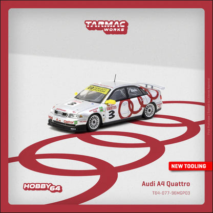 TARMAC WORKS HOBBY64 1/64-Audi A4 Quattro Macau Guia Race 1996 Winner Frank Biela T64-077-96MGP03