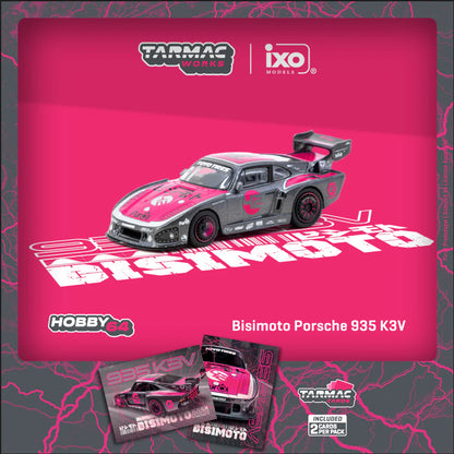 (PRE-ORDER 2025) Tarmac Works 1:64, Bisimoto Porsche 935 K3V Model Car + Trading Cards Combo Set