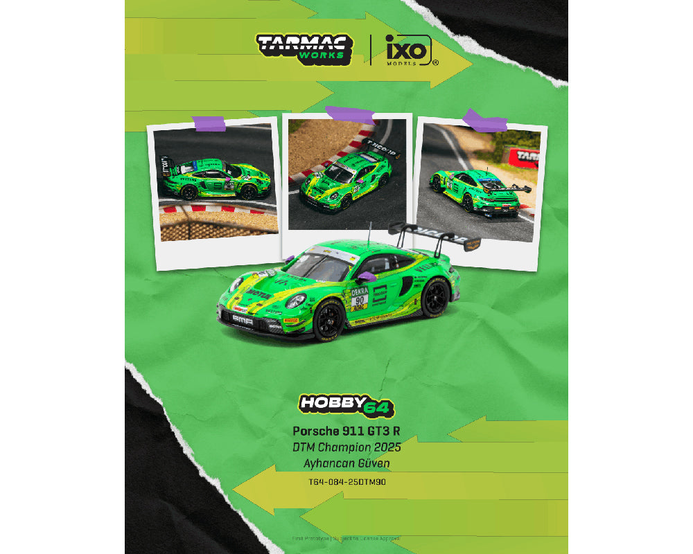 (PRE-ORDER 2026) Tarmac Works 1:64 Porsche 911 GT3 R DTM 2025 – Ayhancan Güven T64-084-25DTM90