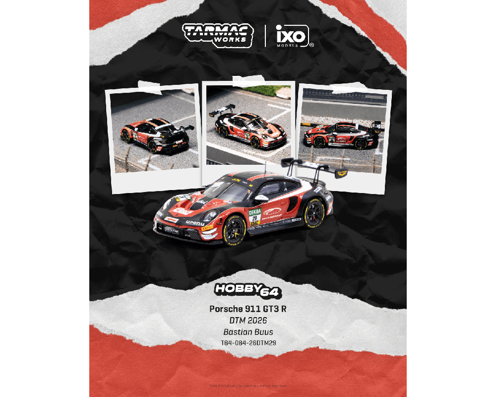 (PRE-ORDER 2026) Tarmac Works 1:64 Porsche 911 GT3 R DTM 2026 – Bastian Buus T64-084-26DTM29
