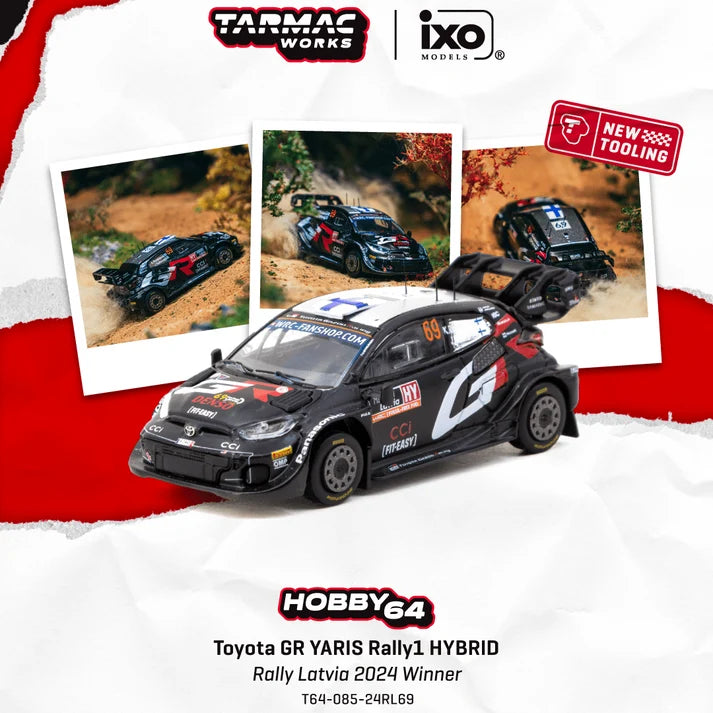 Tarmac Works Hobby64 1:64 Toyota GR Yaris Rally1 Hybrid – Vainqueur Rally Latvia 2024 – Kalle Rovanperä / Jonne Halttunen – T64-085-24RL69