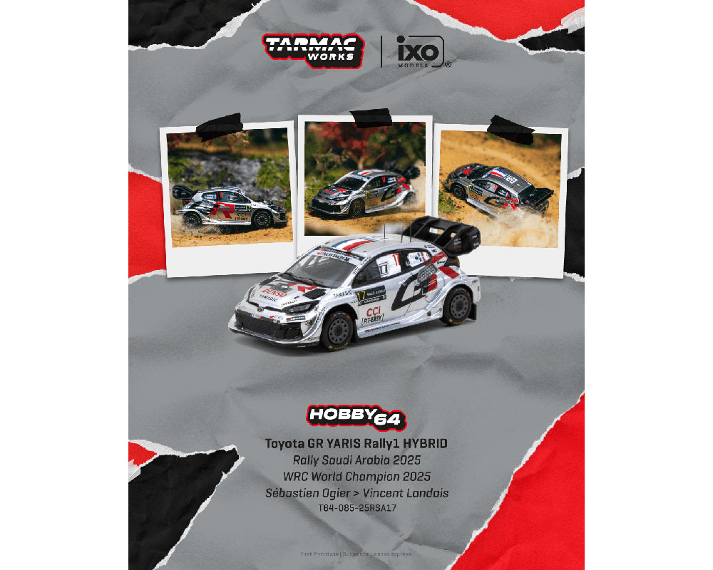 (PRE-ORDER 2026) Tarmac Works 1:64 Toyota GR Yaris Rally1 Hybrid WRC 2025 – Ogier/Landais T64-085-25RSA17