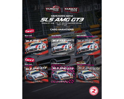 (PRE-ORDER 2026) Tarmac Works 1:64- Mercedes-Benz SLS AMG GT3 Macau GT Cup – FIA GT World Cup 2015 Winner Maro Engel with Trading Card T64-087-15MGP01