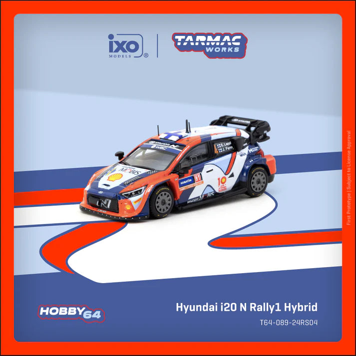 TARMAC WORKS HOBBY64 1/64-Hyundai i20 N Rally1 Hybrid Rally Sweden 2024 Winner Esapekka Lappi / Janne Ferm T64-089-24RS04
