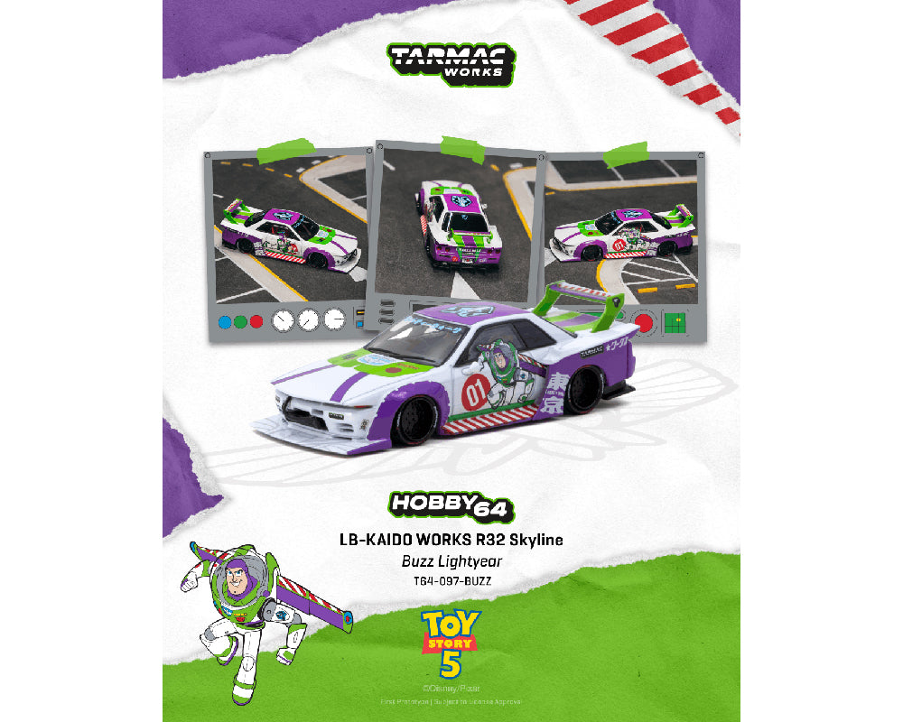 (PRE-ORDER 2026) Tarmac Works Hobby64- Kaido Works R32 SKYLINE Disney Buzz Lightyear T64-097-BUZZ