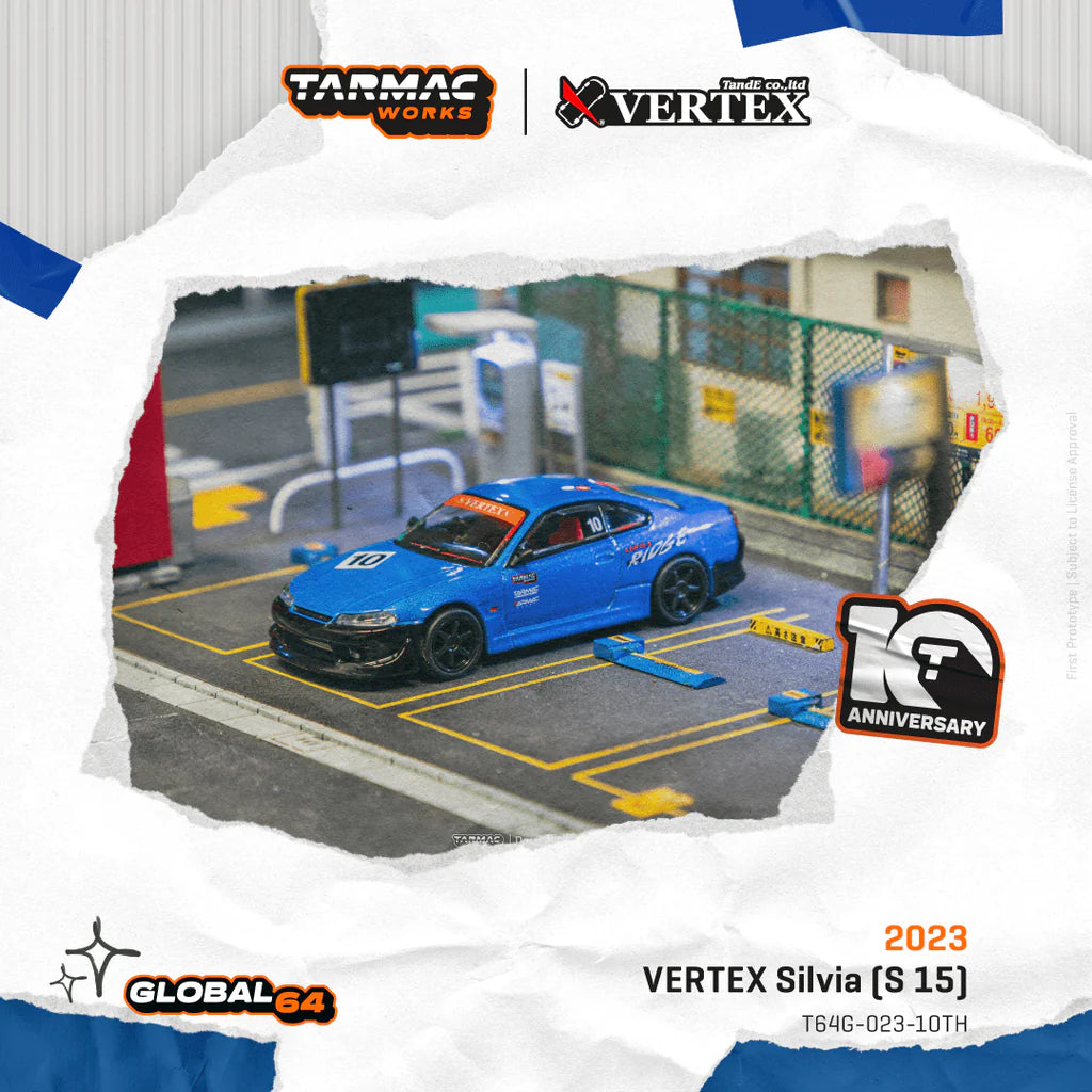 (PRE-ORDER 2025) TARMAC WORKS GLOBAL64 1/64 VERTEX Silvia (S 15) Tarmac Works 10th Anniversary T64G-023-10TH