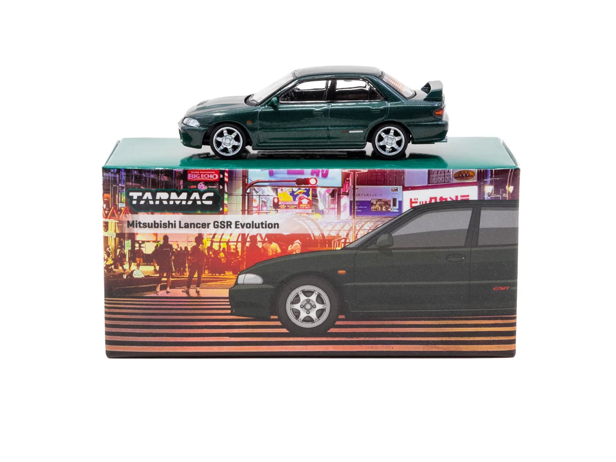 Tarmac Works Global64 1:64 Mitsubishi Lancer GSR Evolution – Vert métallisé – T64G-048-GR