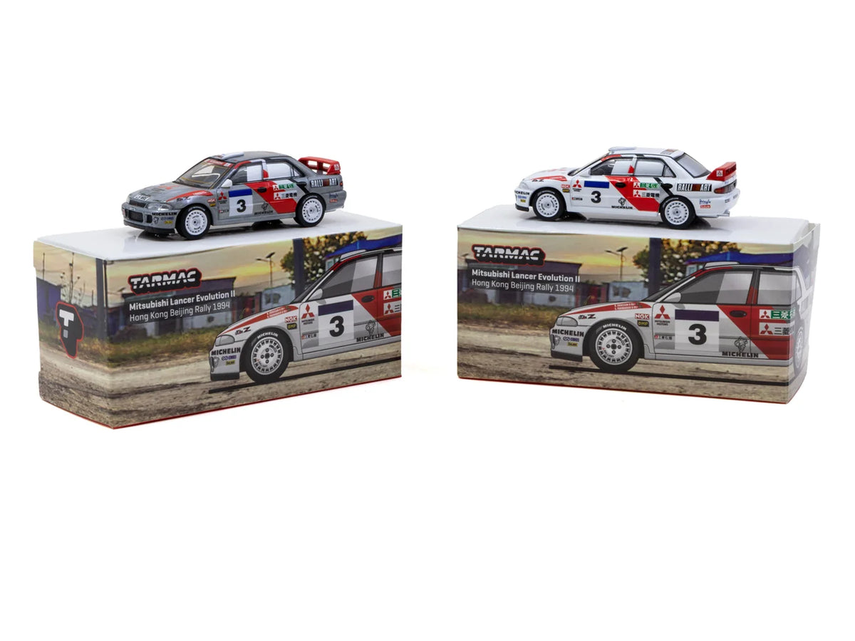 Tarmac Works Global64 1:64 Mitsubishi Lancer Evolution II – Hong Kong Beijing Rally 1994 – K. Eriksson / S. Parmander – T64G-049-94HKBR03