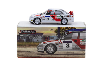 Tarmac Works Global64 1:64 Mitsubishi Lancer Evolution II – Hong Kong Beijing Rally 1994 – K. Eriksson / S. Parmander – T64G-049-94HKBR03