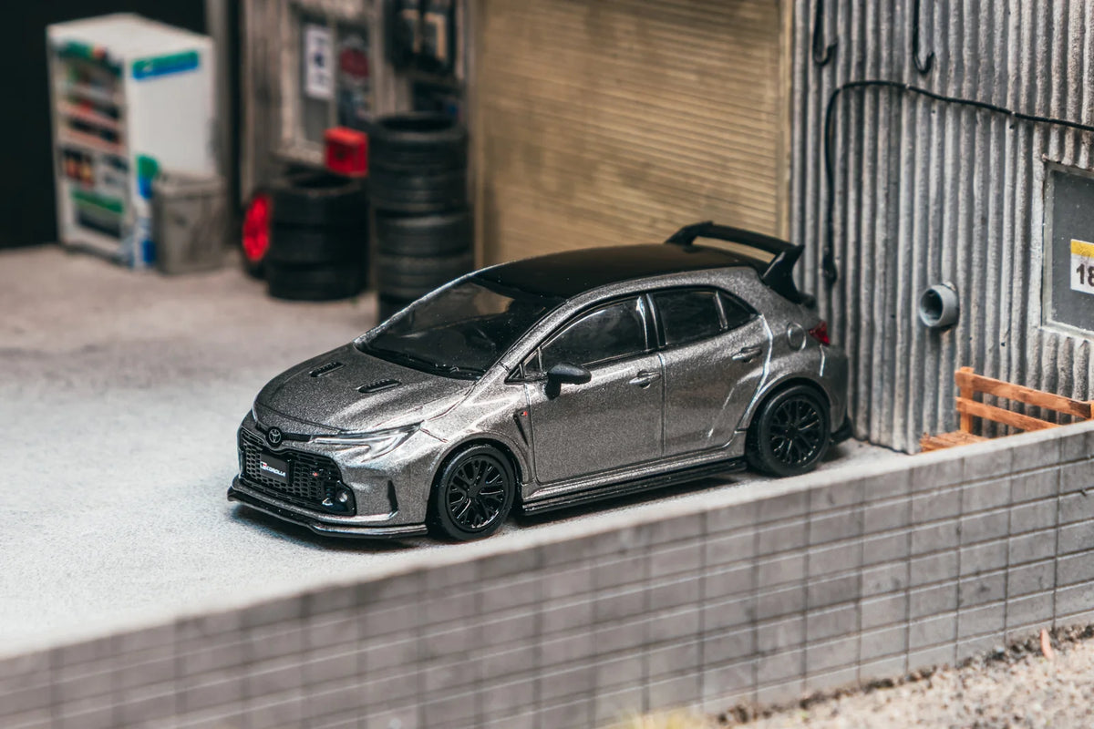 Tarmac Works Global64 1:64 Toyota GR Corolla – Grey – Metal Oil Can Packaging – T64G-066-GY