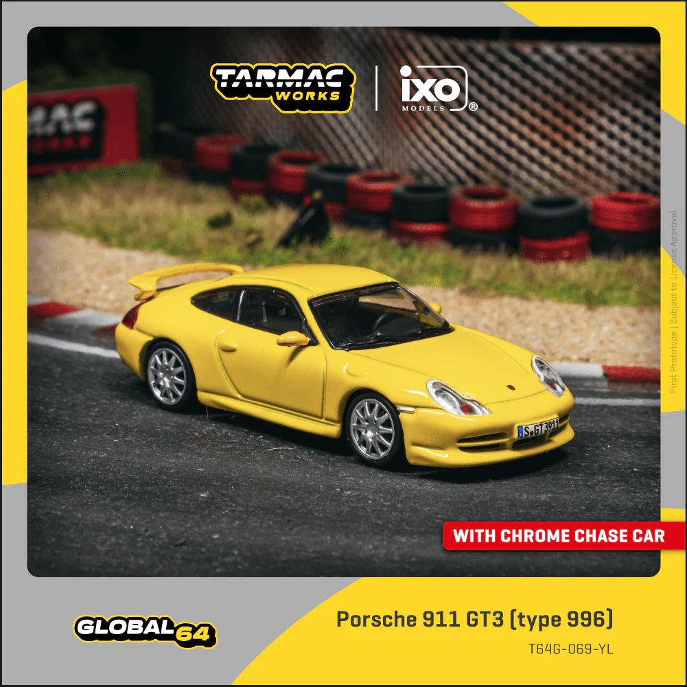 Tarmac Works Global64 1:64 Porsche 911 GT3 Type 996 Yellow – T64G-069-YL