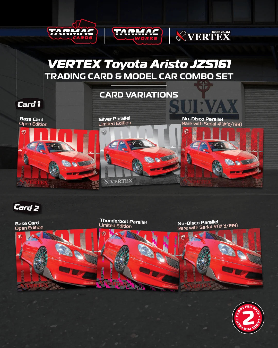 VERTEX Toyota Aristo JZS161 Red 1:64 with Trading Cards – Tarmac Works Global64 T64G-081-RE