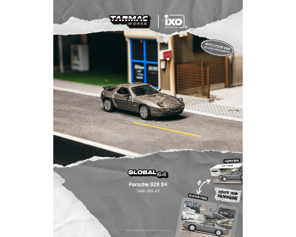 (PRE-ORDER 2026) Porsche 928 S4 gris métallisé – Tarmac Works Global64 1:64 T64G-085-GY-B