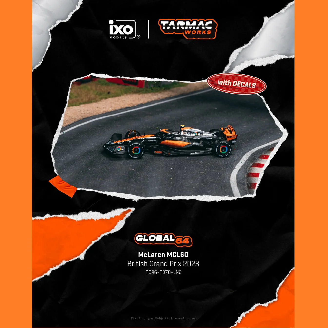 Tarmac Works Global64 1:64 McLaren MCL60 British Grand Prix 2023 Lando Norris – T64G-F070-LN2