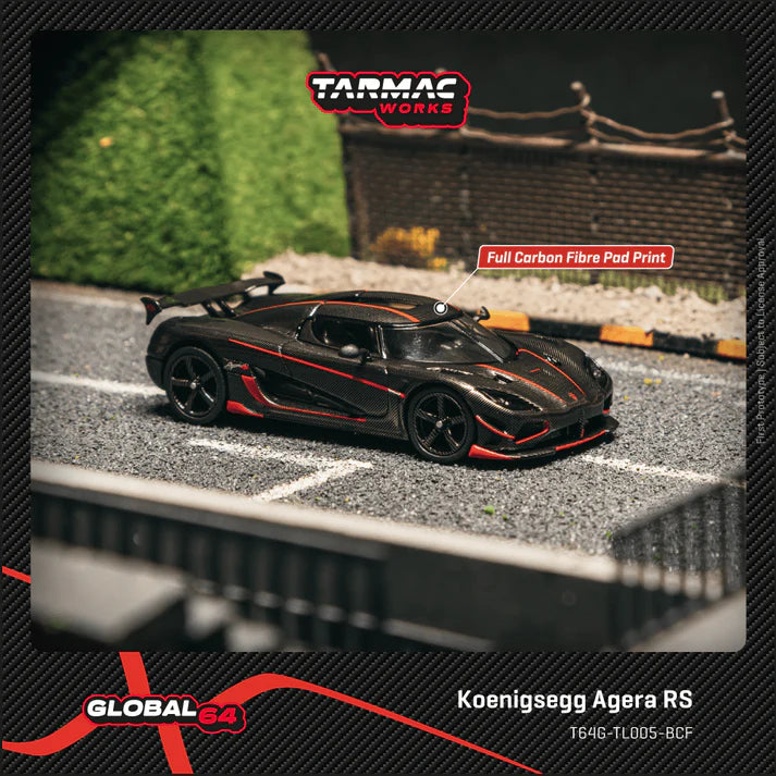 Tarmac Works Global64 1/64- Koenigsegg Agera RS Black Carbon Fiber / Red Accents T64G-TL005-BCF