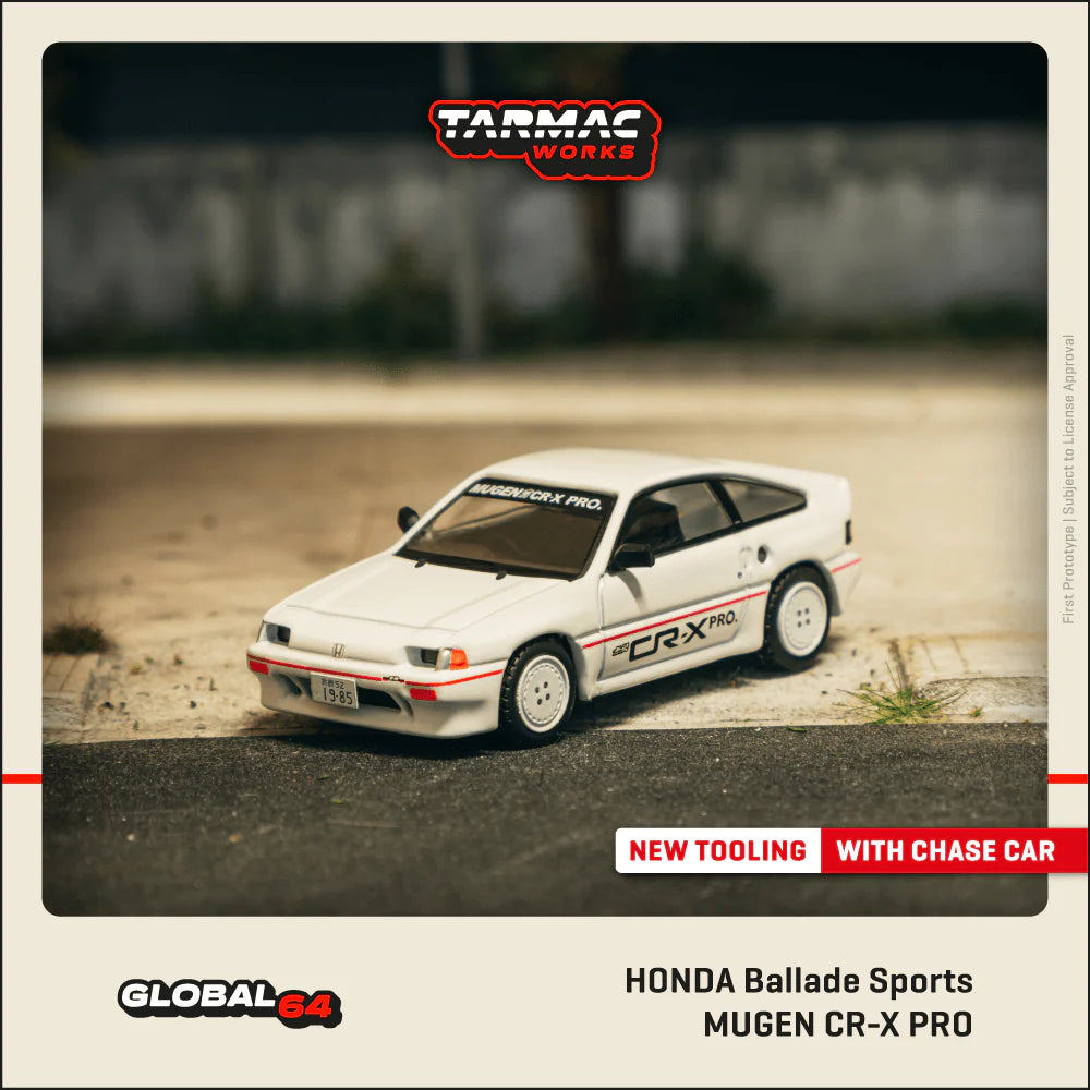 (PRE-ORDER 2025) Tarmac Works 1:64, HONDA Ballade Sports MUGEN CR-X PRO White