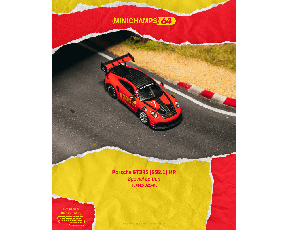 (PRE-ORDER 2026) Porsche 911 GT3 RS 992.1 MR rouge – Tarmac Works x Minichamps 1:64 Showcase T64MC-023-RE