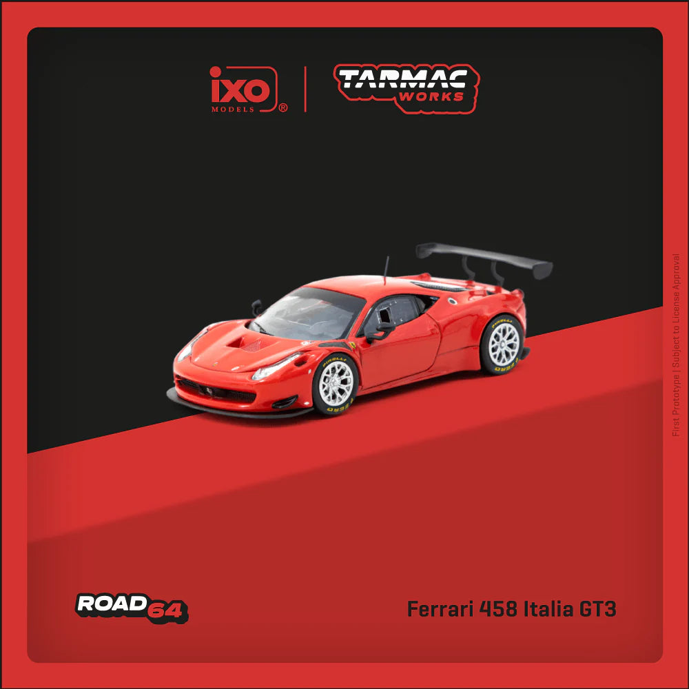 (PRE-ORDER 2025) Tarmac Works 1:64, Ferrari 458 Italia GT3 Red Road64