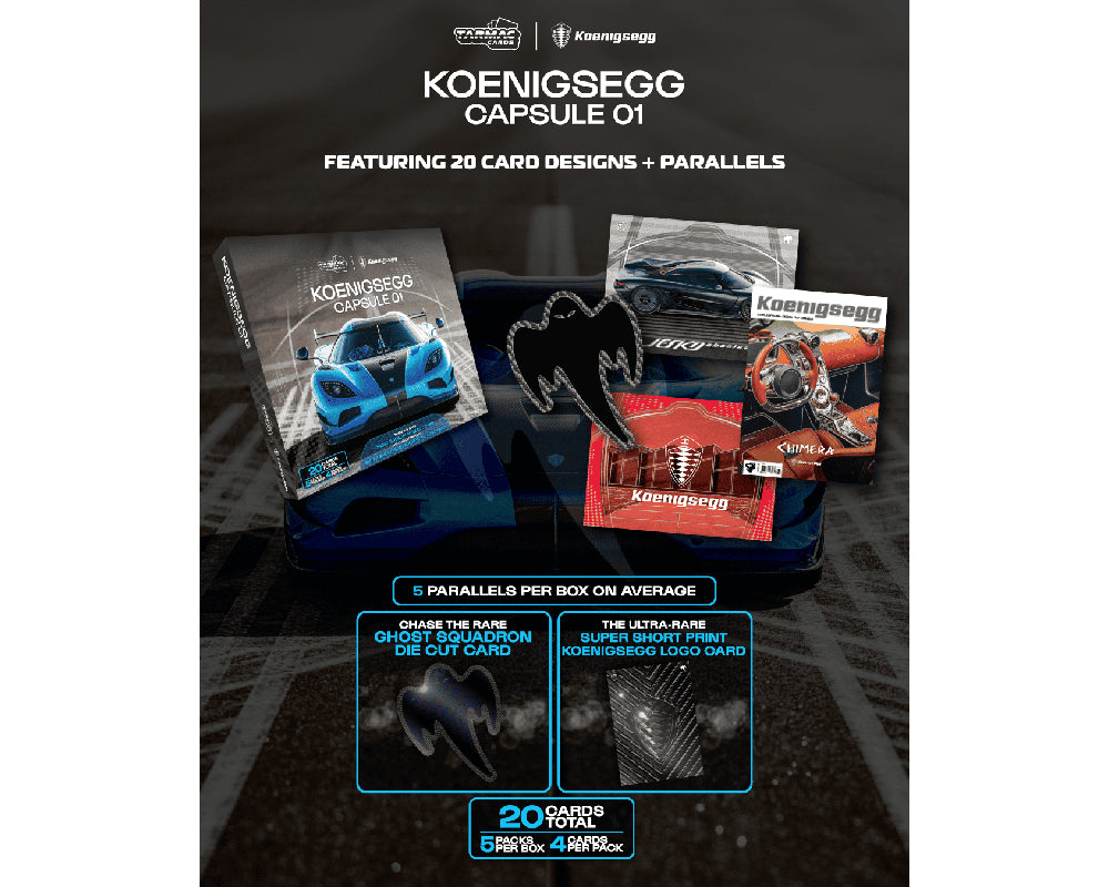 (PRE-ORDER 2026/2027) Tarmac Cards Koenigsegg Capsule 01 – Cartes à collectionner édition limitée – TCP-KOE-01